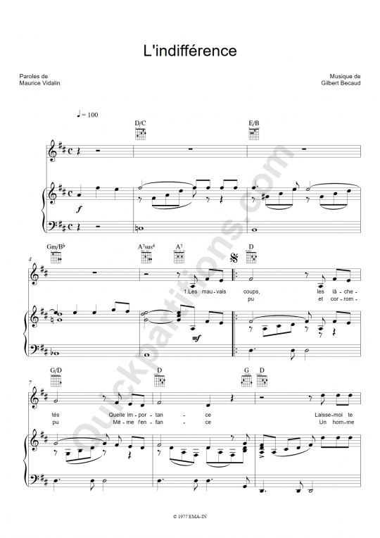 indifference - Free Sheet Music PDF