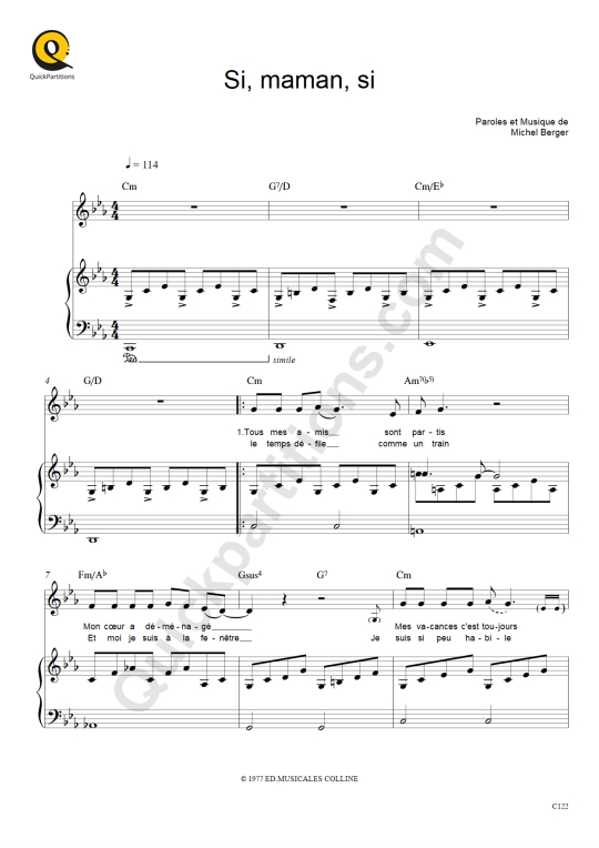 Si maman si Piano Sheet Music - France Gall