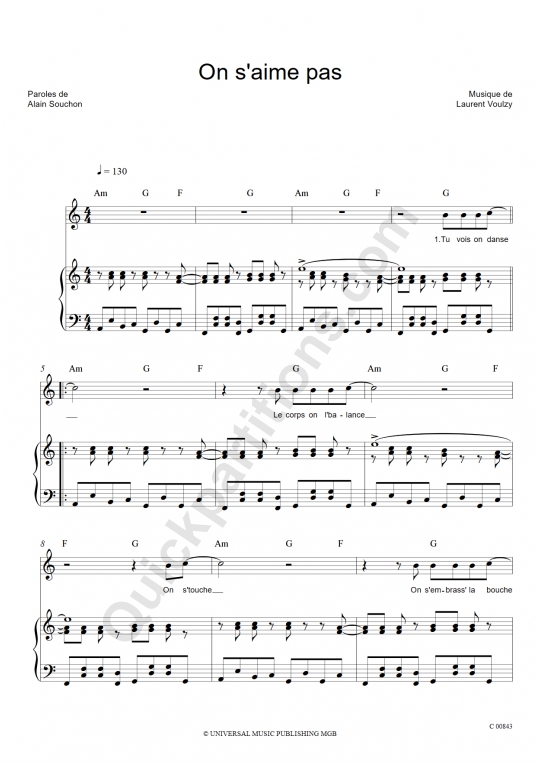 Partition piano On s'aime pas - Alain Souchon