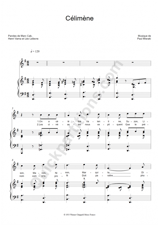 Partition piano Célimène - Ray Ventura