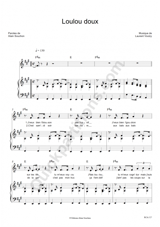 Loulou doux Piano Sheet Music - Alain Souchon