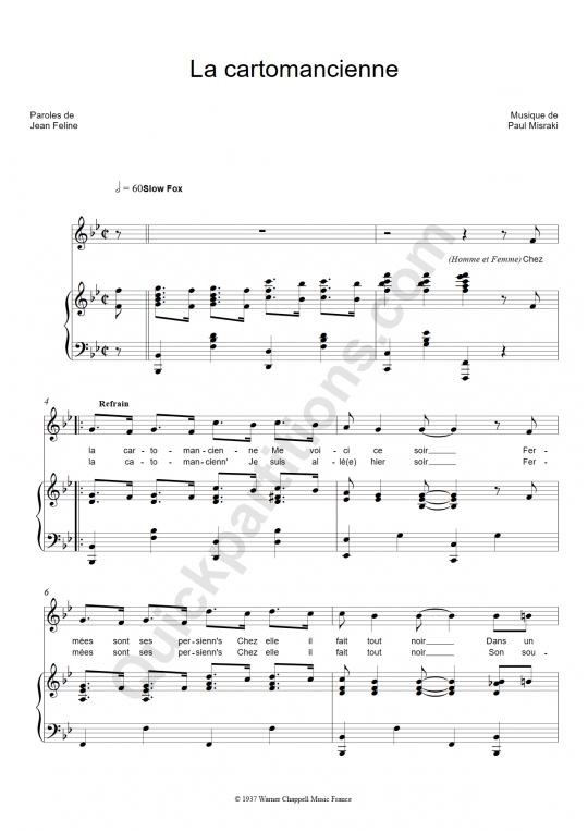 Partition piano Cartomancienne - Ray Ventura