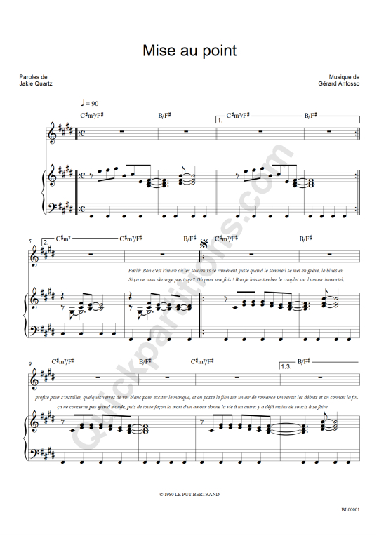 Mise au point Piano Sheet Music - Jakie Quartz