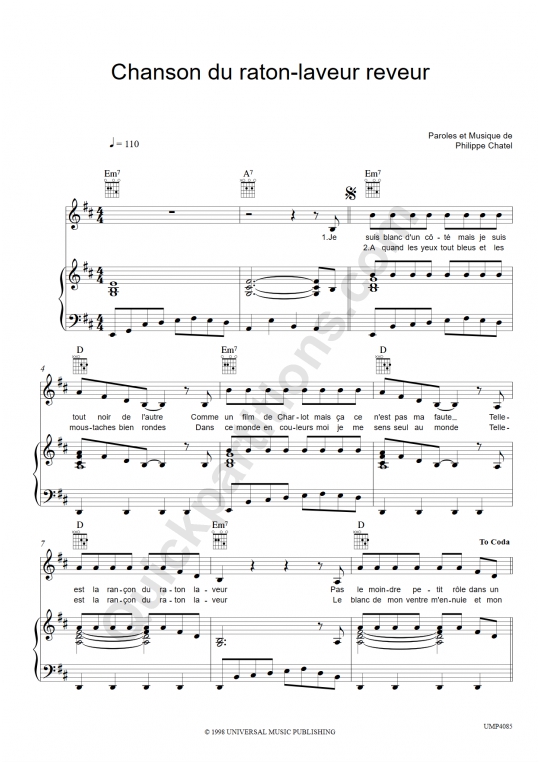 Chanson du loup Piano Sheet Music - Emilie Jolie