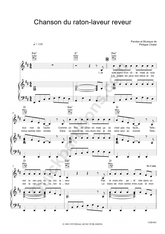 Partition Piano Chanson Du Loup Emilie Jolie Partition Digitale
