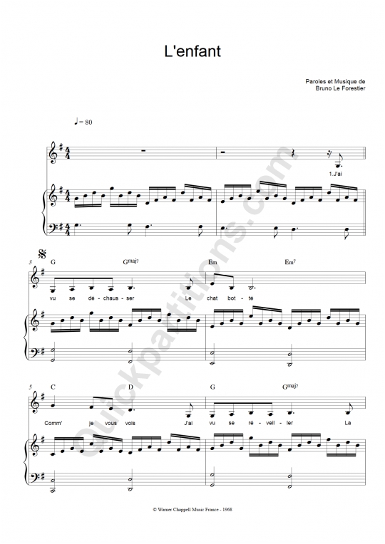 L'enfant Piano Sheet Music - Maxime Le Forestier
