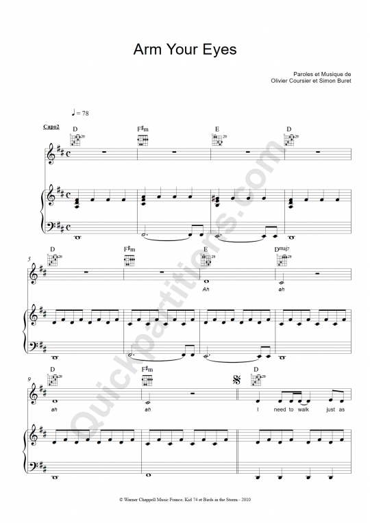 Arm Your Eyes Piano Sheet Music - AaRON