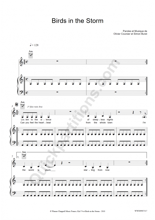 Partition piano Birds in the Storm - AaRON