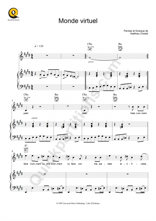 Partition piano Monde virtuel - M