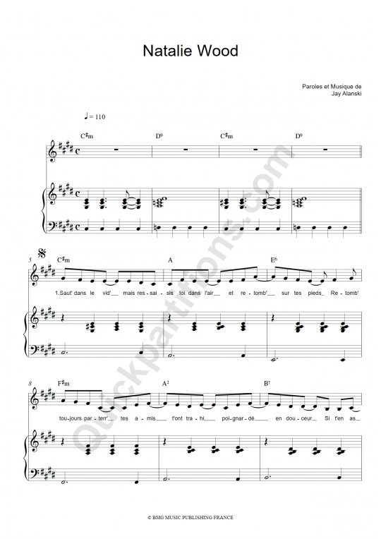 Partition piano Natalie Wood - Jil Caplan
