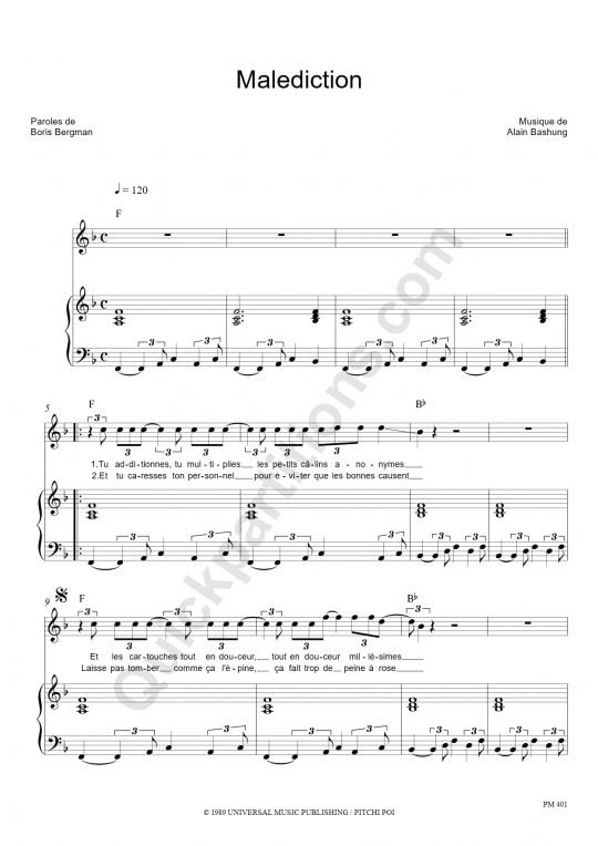 alain bashung sheet music to download and print