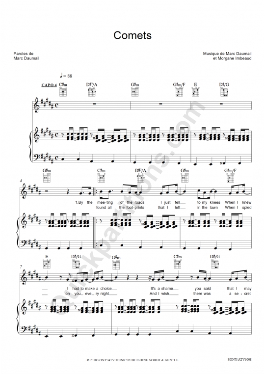 Partition piano Comets - Cocoon