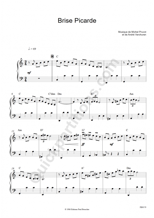 Partition accordéon Brise Picarde - André Verchuren