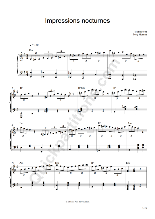 Partition accordéon Impressions nocturnes - Tony Murena