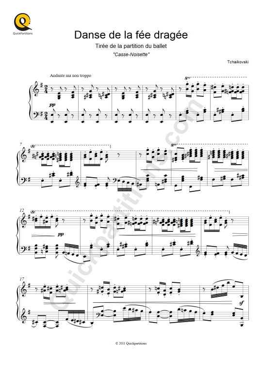 Partition piano Danse de la fée dragée - Piotr Ilitch Tchaikovski
