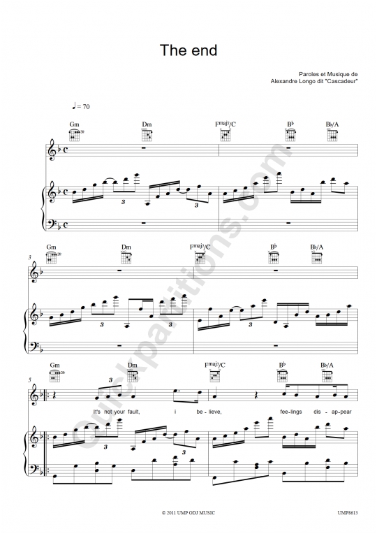 The End Piano Sheet Music - Cascadeur