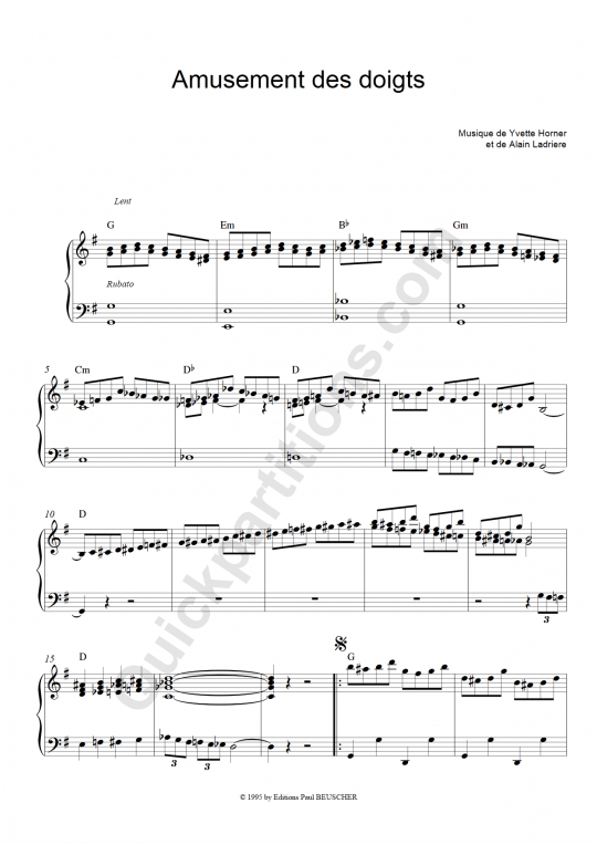 Amusement des doigts Accordion Sheet Music - Yvette Horner
