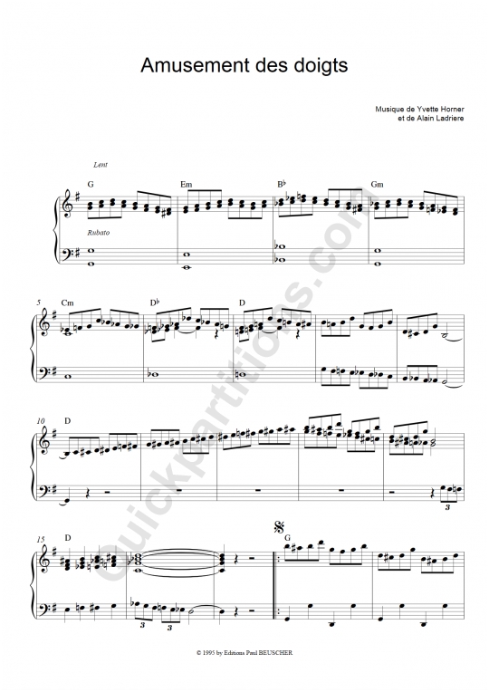 Partition accordéon Amusement des doigts - Yvette Horner