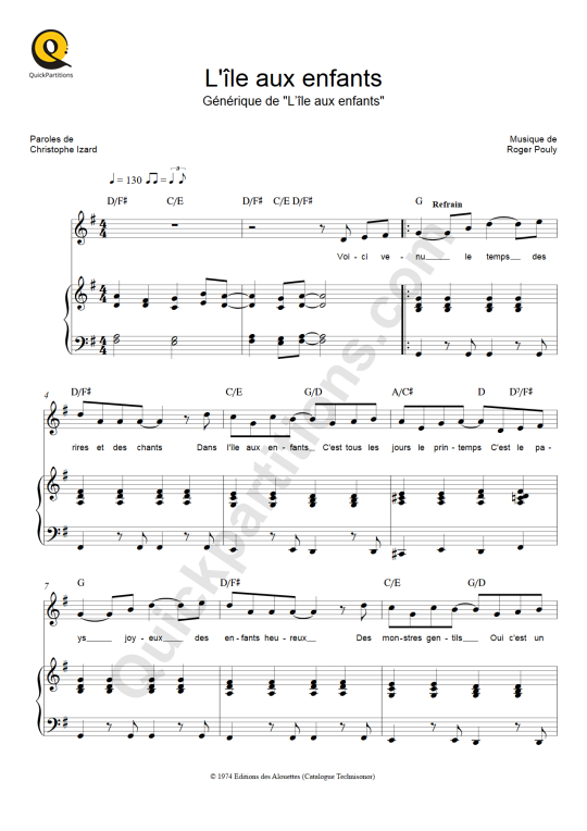 L'île aux enfants Piano Sheet Music - Anne Germain