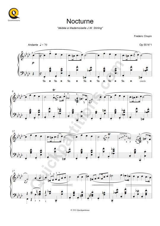 Partition piano Nocturne en Fa Mineur - Frédéric Chopin