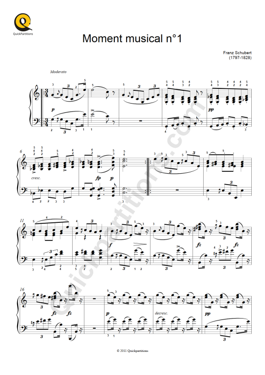 Partition piano Moment musical n°1 - Franz Schubert