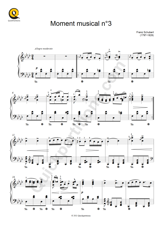 Moment musical n°3 Piano Sheet Music - Franz Schubert