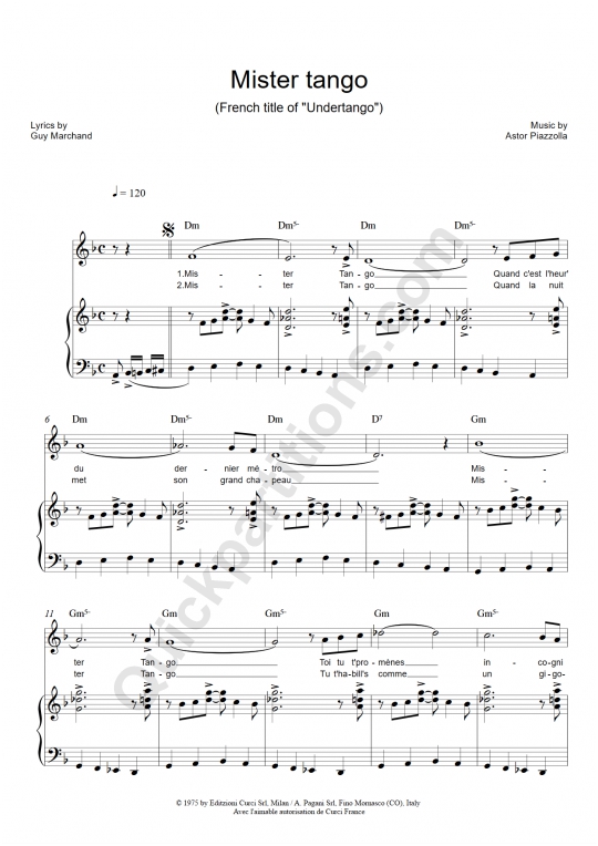 Mister tango Piano Sheet Music - Guy Marchand