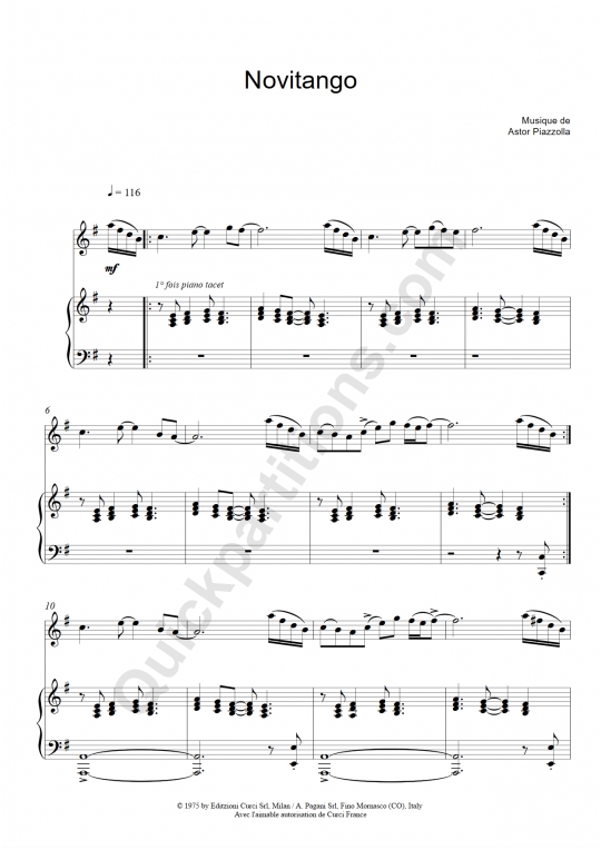 Partition piano et instrument soliste Novitango - Astor Piazzolla