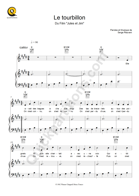 Le tourbillon Piano Sheet Music - Jeanne Moreau