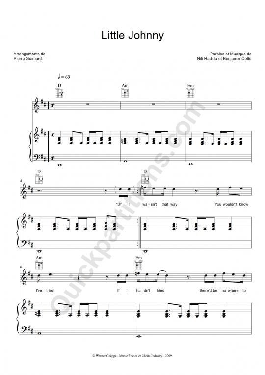 Little Johnny Piano Sheet Music - Lilly Wood and The Prick