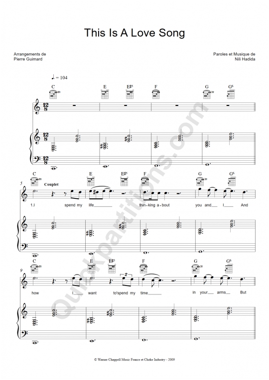 This Is A Love Song Piano Sheet Music - Lilly Wood and The Prick
