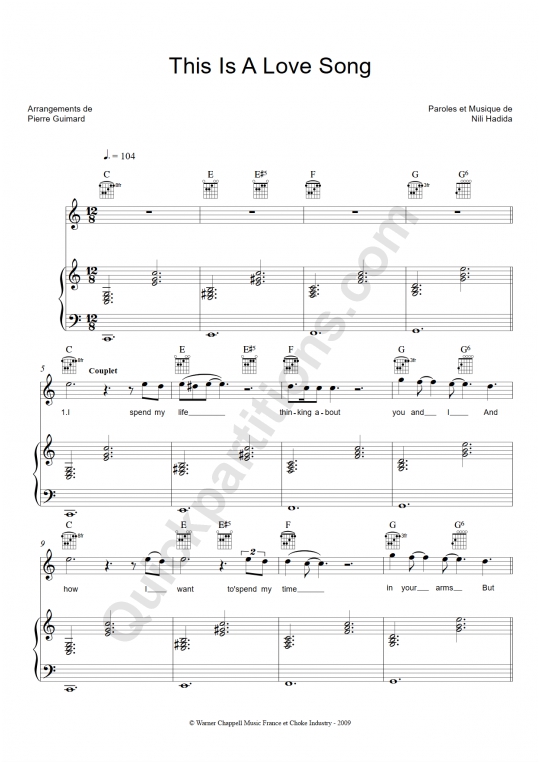 This Is A Love Song Piano Sheet Music - Lilly Wood and The Prick