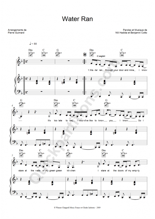 Water Ran Piano Sheet Music - Lilly Wood and The Prick