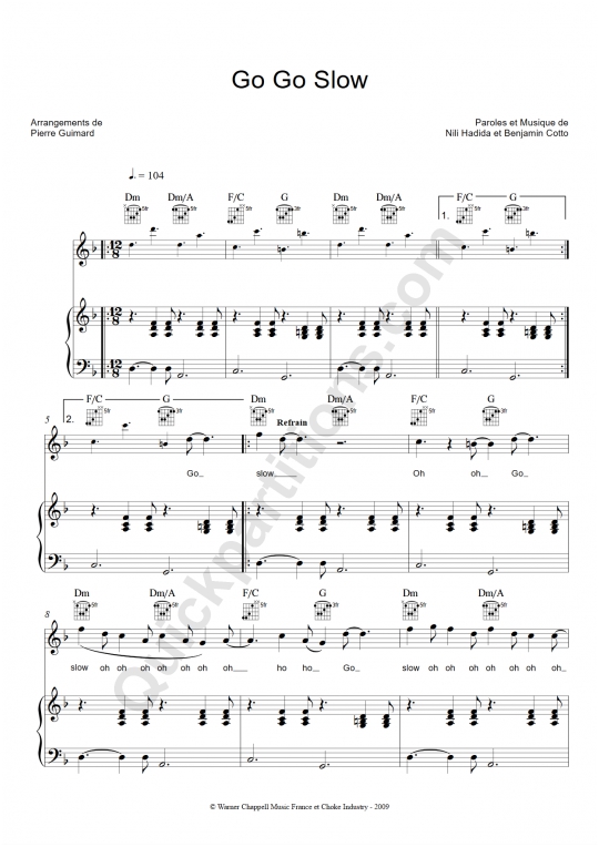 Go Go Slow Piano Sheet Music - Lilly Wood and The Prick