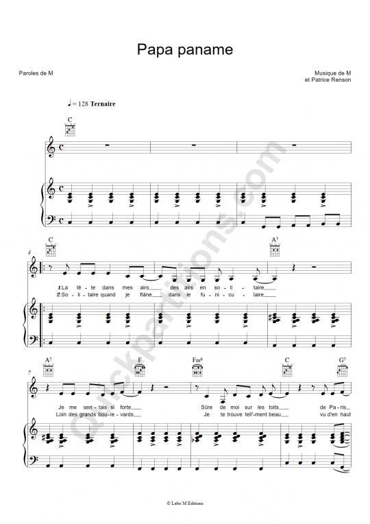Papa Paname Piano Sheet Music - Un monstre à Paris