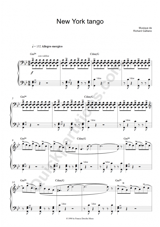 Partition piano et instrument soliste New York tango - Richard Galliano