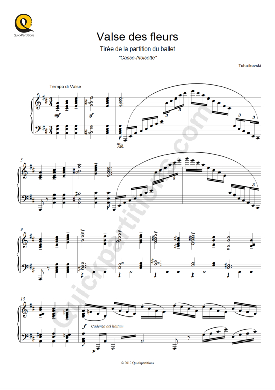 Valse des fleurs Piano Sheet Music - Piotr Ilitch Tchaikovski