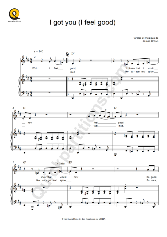 I Got You (I Feel Good) Piano Sheet Music - James Brown