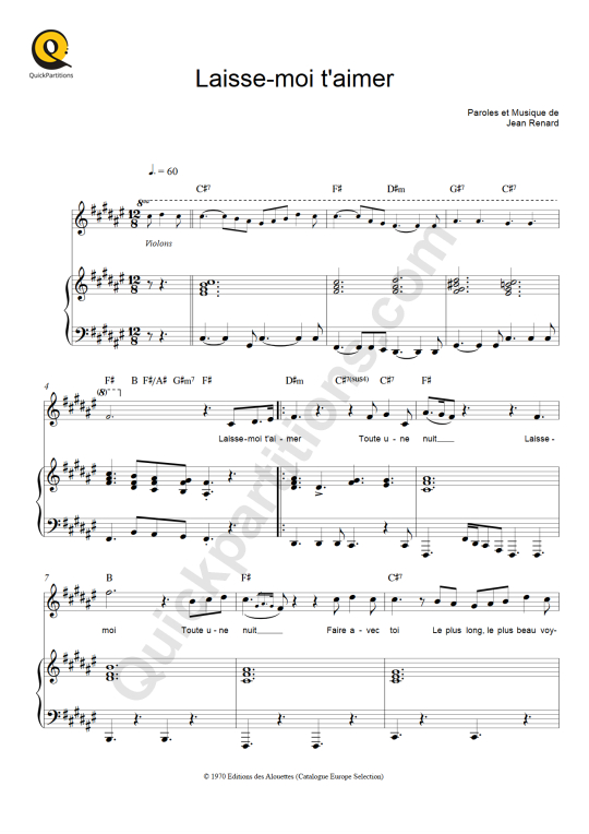 Laisse moi t'aimer Piano Sheet Music - Mike Brant