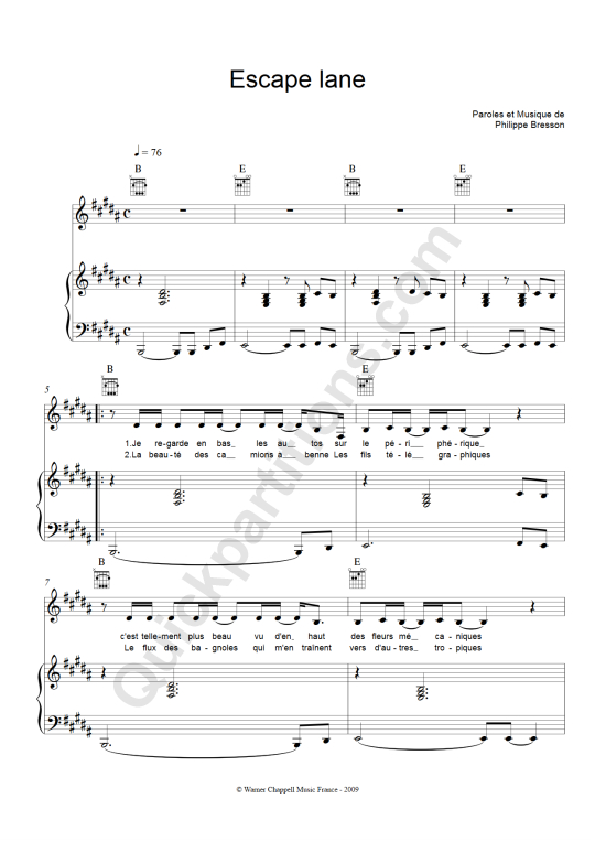 Escape lane Piano Sheet Music - Clarika