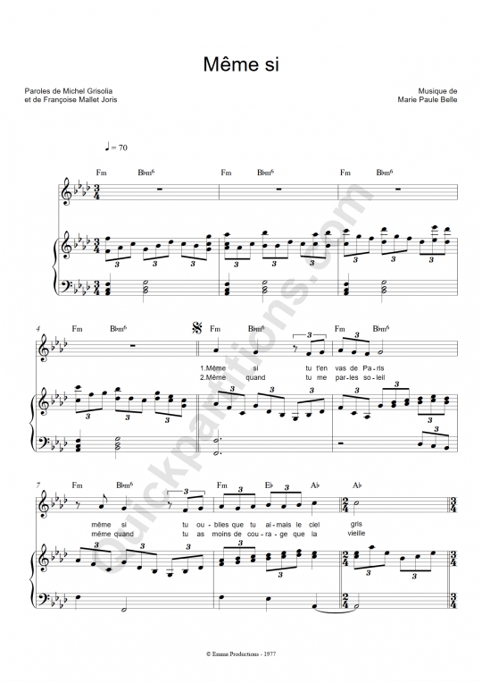 Partition Piano Meme Si Marie Paule Belle Partition Digitale