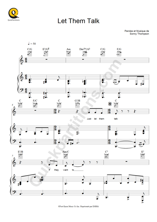 Partition piano Let Them Talk - Hugh Laurie