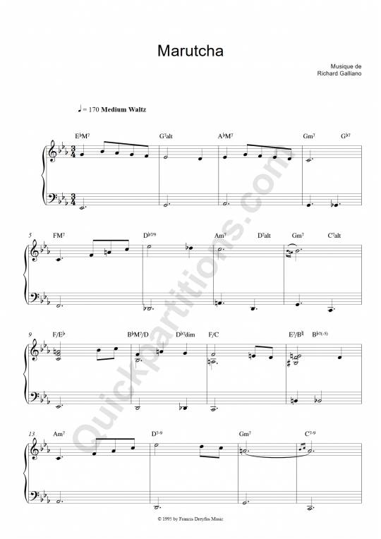 Marutcha Piano and Solo Instrument Sheet Music - Richard Galliano
