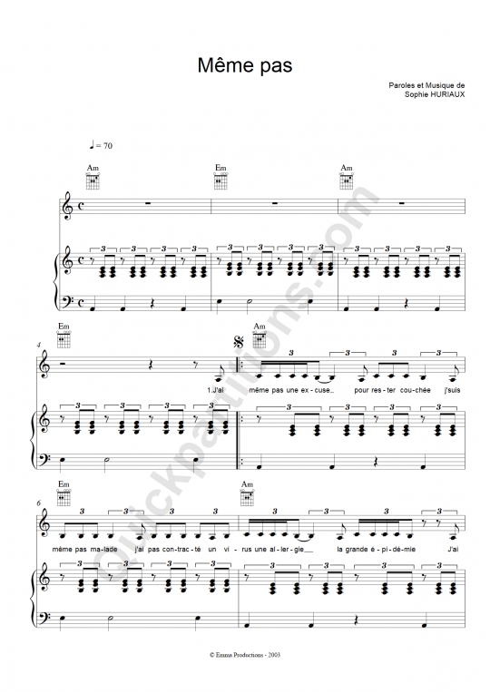 Même pas Piano Sheet Music - La grande Sophie