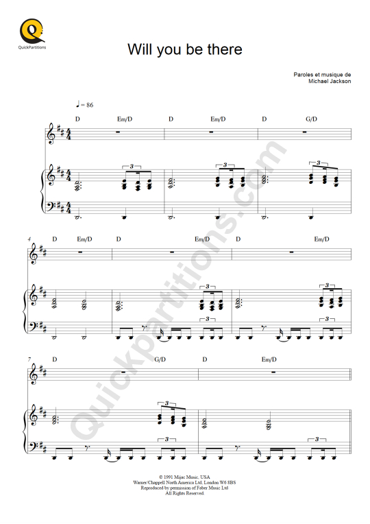 Will You Be There Piano Sheet Music - Michael Jackson