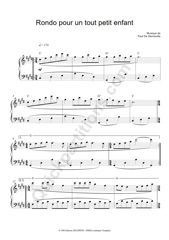Partition piano Rondo pour un tout petit enfant - Richard Clayderman