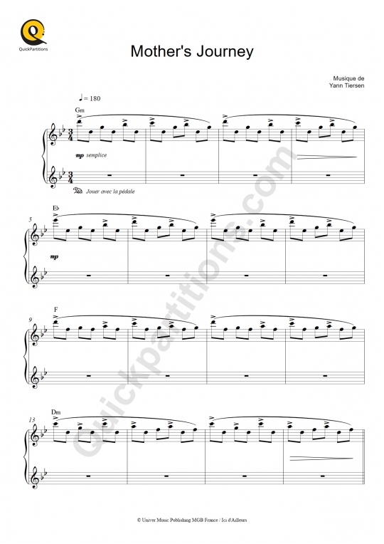 Mother's Journey Piano Sheet Music - Good Bye Lenin