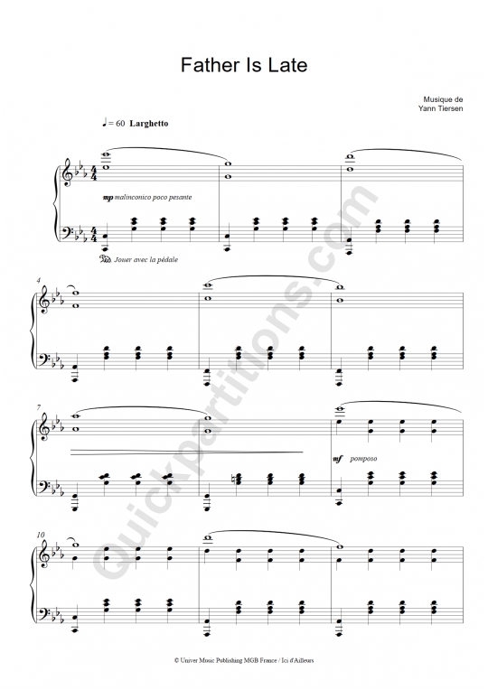 Father Is Late Piano Sheet Music - Good Bye Lenin