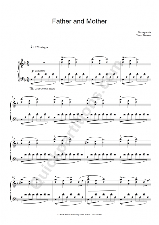 Father and Mother Piano Sheet Music - Good Bye Lenin