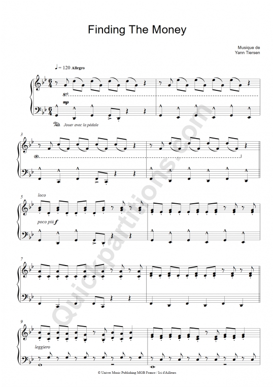 Finding The Money Piano Solo Sheet Music from Good Bye Lenin